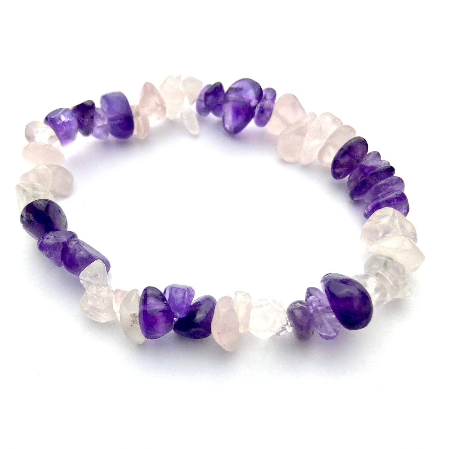 Rose Quartz & Amethyst Chip Bracelet