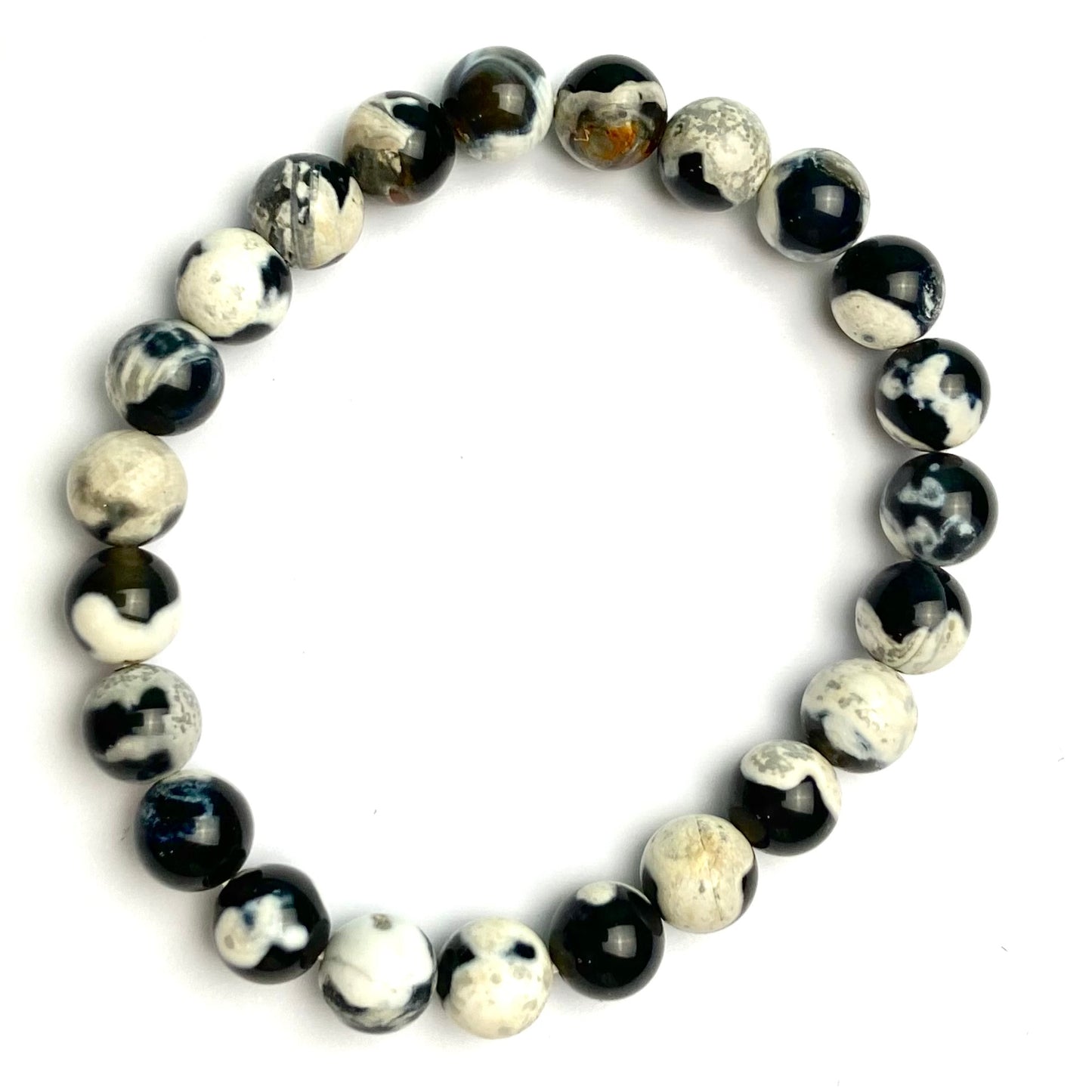 Zebra Agate - Crystal Bead Bracelet