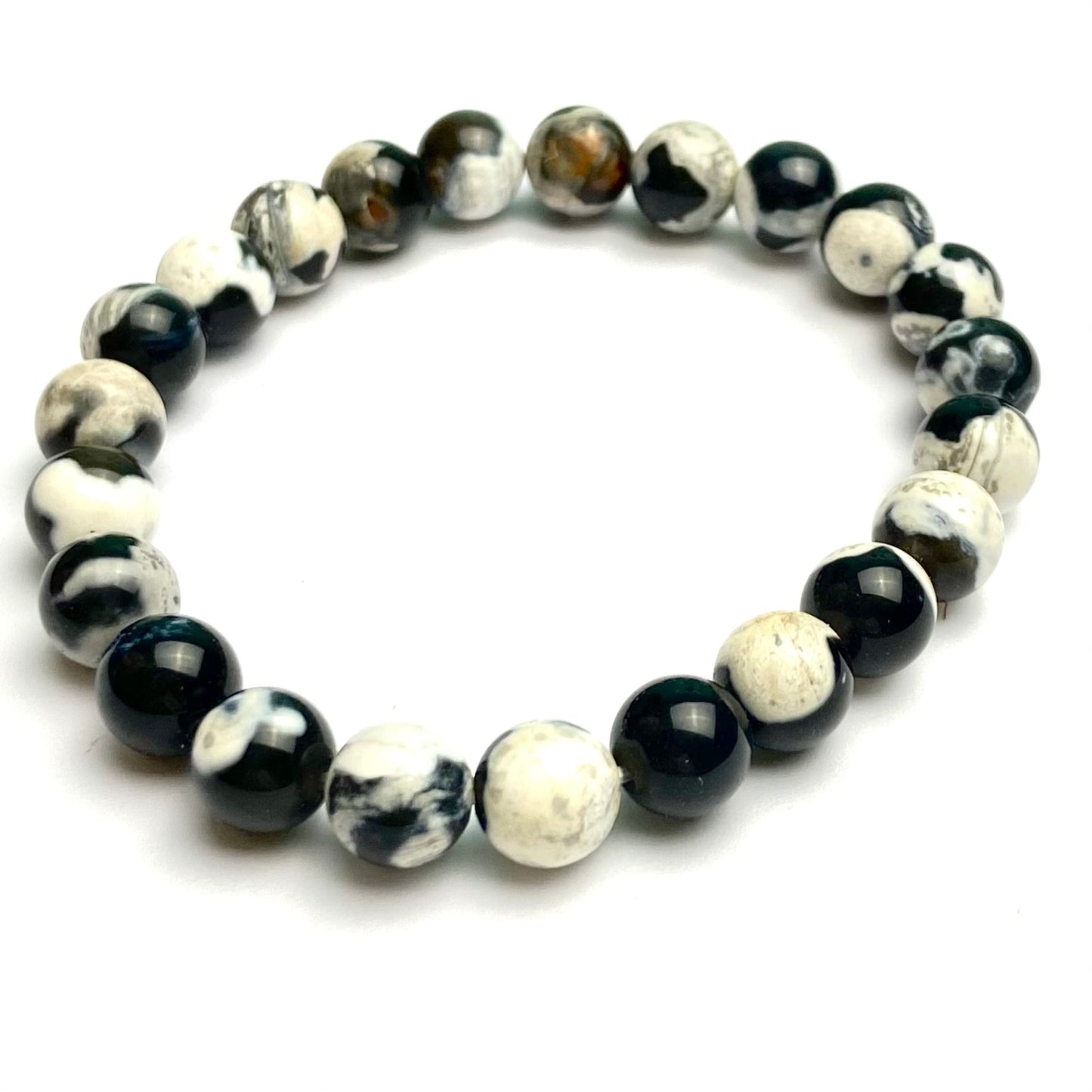 Zebra Agate - Crystal Bead Bracelet