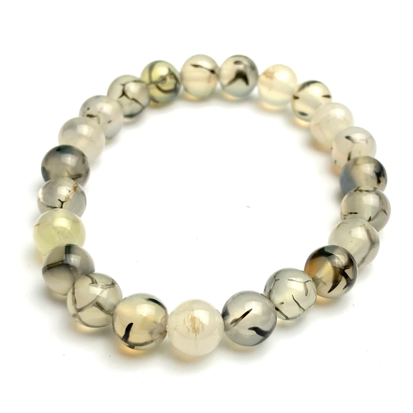 Dragon Vein Agate - Crystal Bead Bracelet