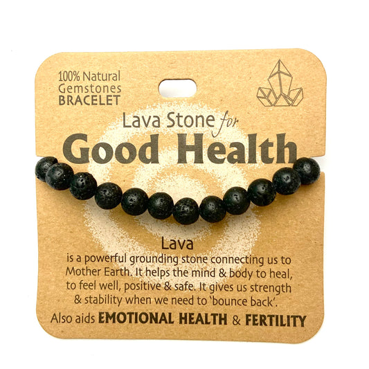 Lava Stone for Good Health - Beaded Bracelet