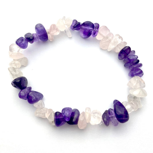 Rose Quartz & Amethyst Chip Bracelet