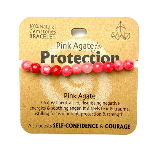 Pink Agate for Protection - Beaded Bracelet