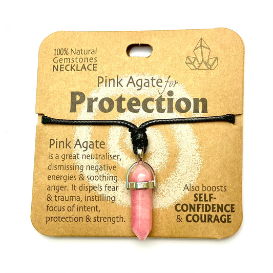 Pink Agate for Protection - Necklace