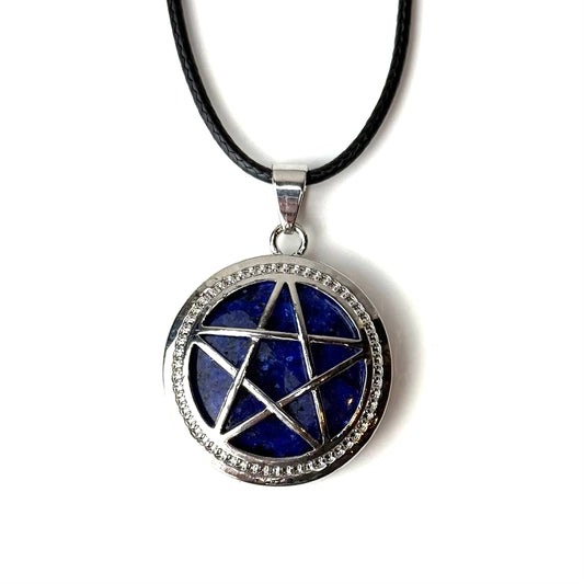 Pentagram Crystal Necklace - Lapis