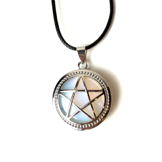 Pentagram Crystal Necklace - Opalite