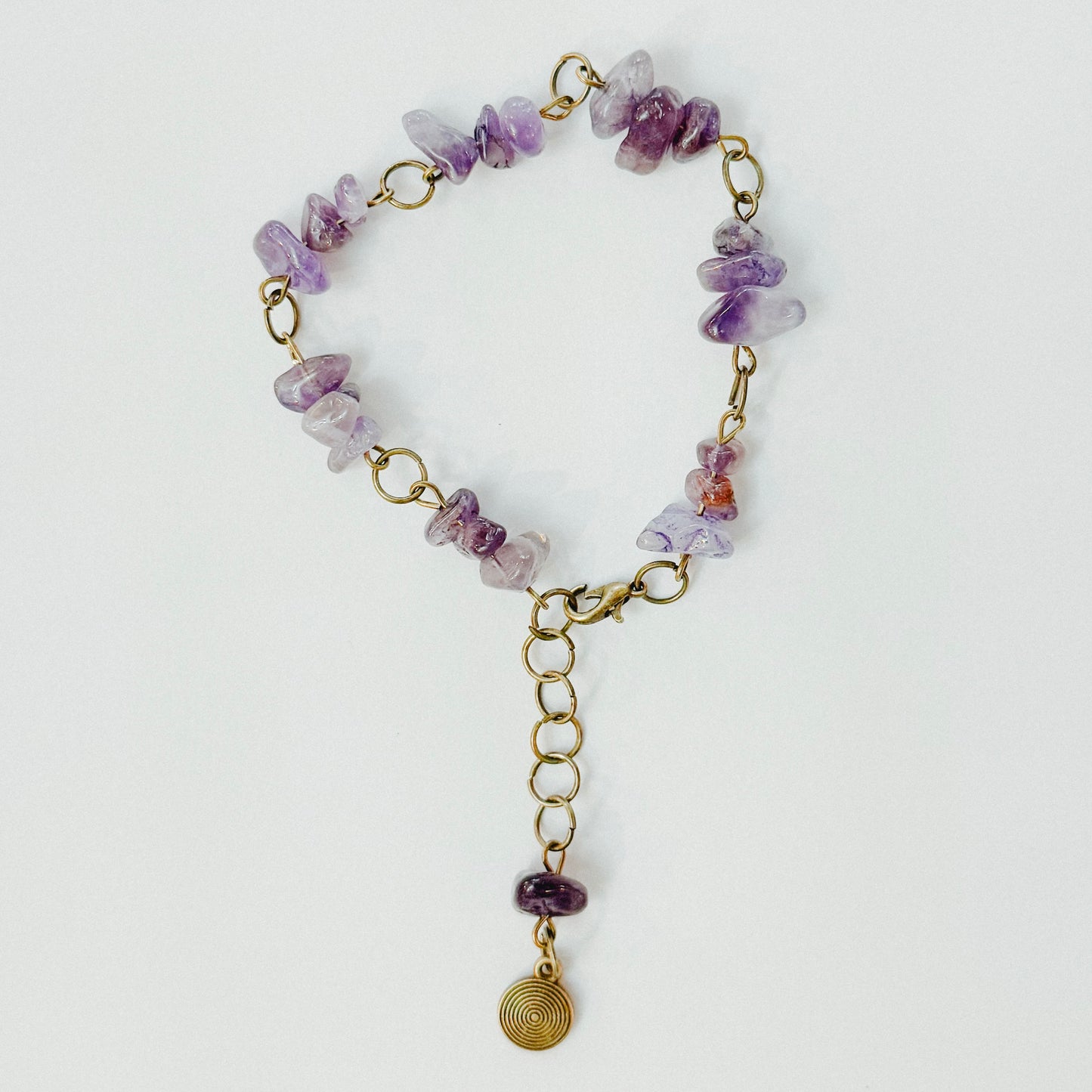 Handmade - Crystal Chip Charm Bracelet -  • Amethyst •