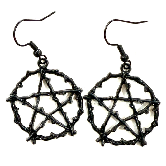 Pentagram Earrings - Black